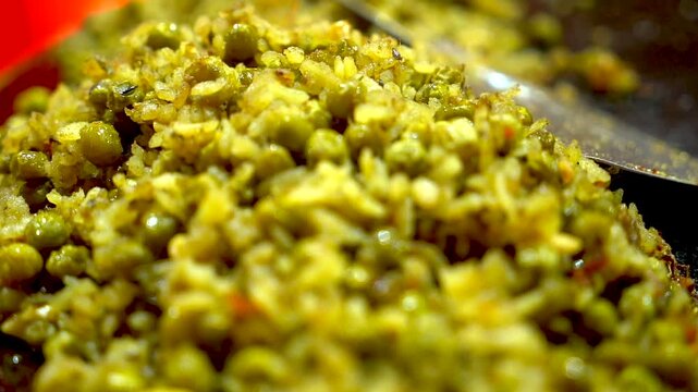 Spicy Indian snack Bhel puri. Quick Indian street food.