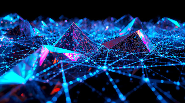 Futuristic network glowing with vibrant connections - Powered by Adobe