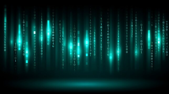 Abstract Data Stream: Digital Rain with Binary Code for Technology Concepts