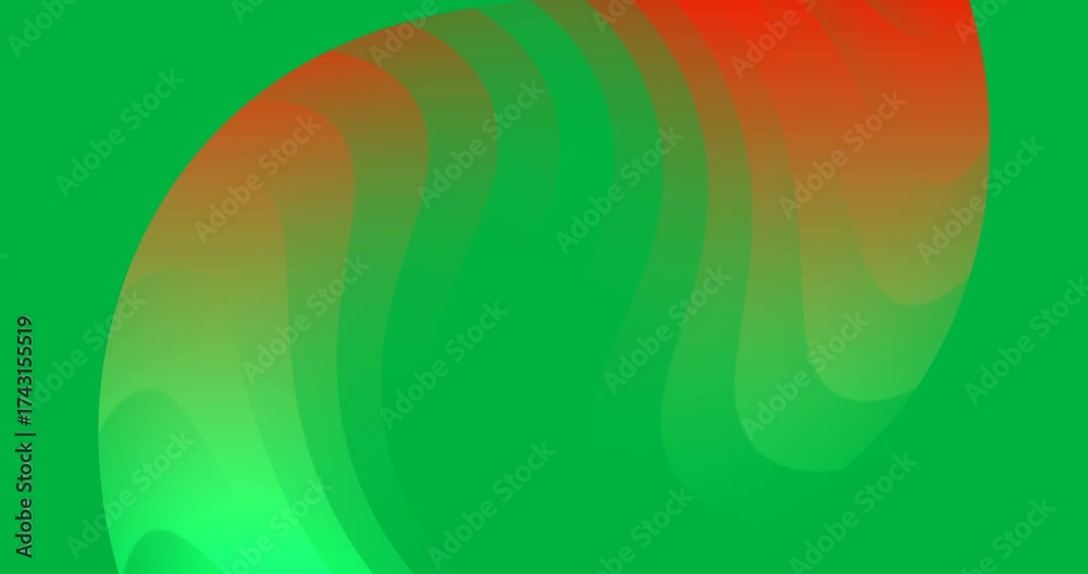 Wall mural animation of glowing green to yellow light wave moving on transparent background