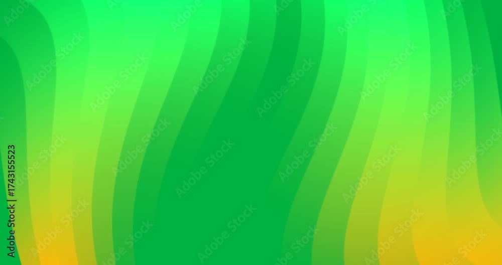 Wall mural animation of glowing green to yellow light wave moving on transparent background