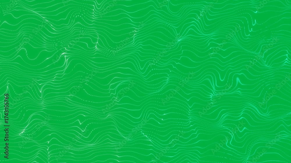Poster animation of green light trail mesh moving on transparent background
