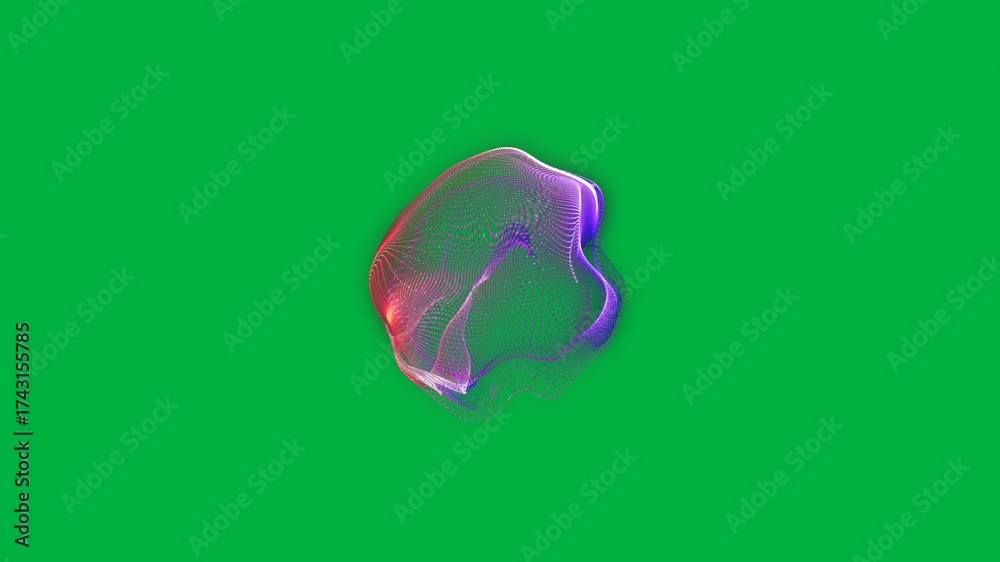 Wall mural animation of purple and pink mesh spinning on transparent background