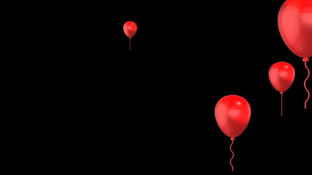 Shiny red flying balloon with transparent background. Used for birthday decoration, party decoration, celebration design, event poster, new year eve, Christmas eve