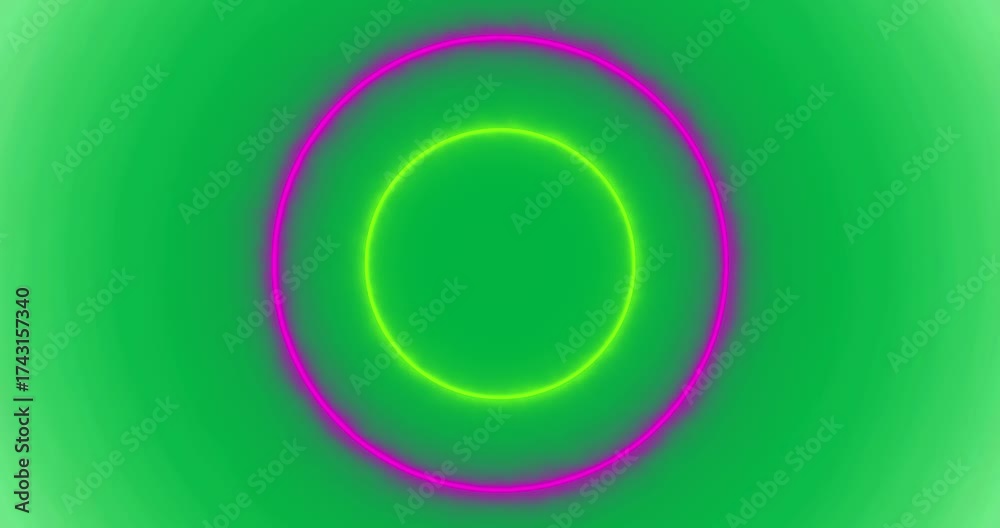 Wall mural animation of multicoloured neon circles pulsating on transparent background
