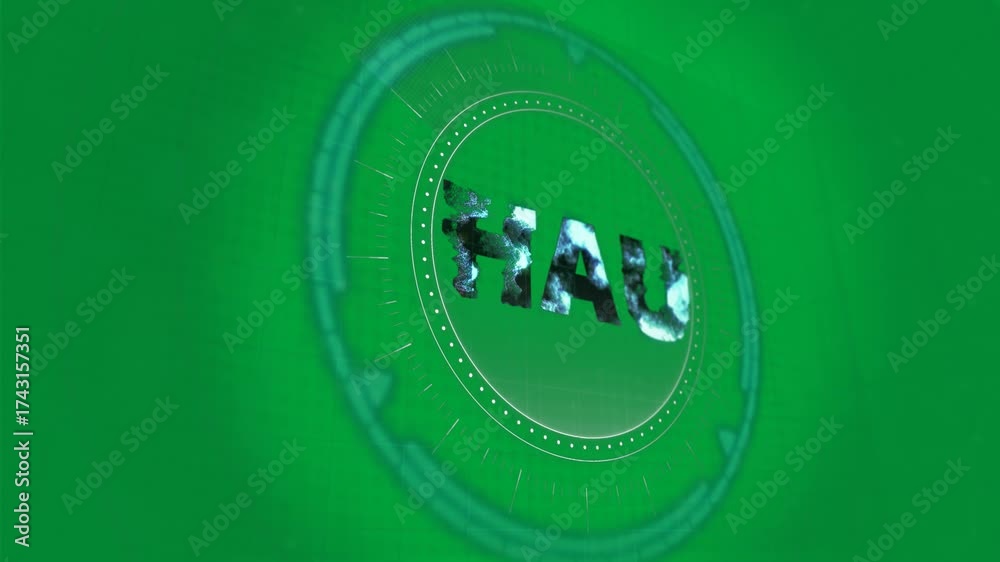 Poster animation of ukrainian hryvnia rotating in processing circle over clear background