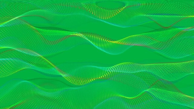 Animation of glowing digital waves moving on transparent background