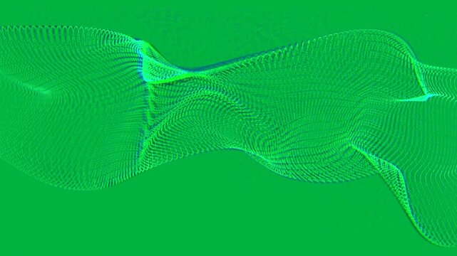 Animation of glowing green digital wave moving on transparent background