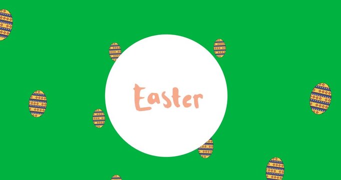 Easter text banner with decorative easter eggs icons against transparent background