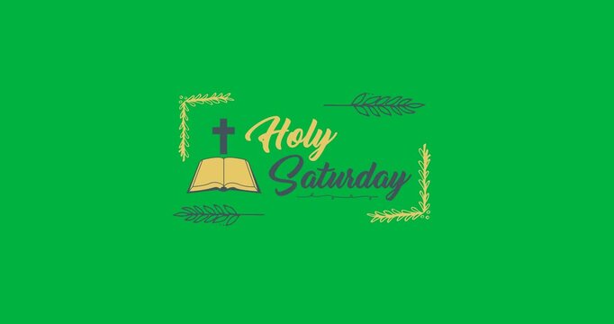 Holy thursday text banner with bible and cross icon against transparent background