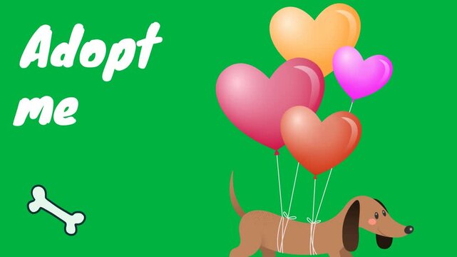 digital animation adopt Pet copy space icon dog balloons bone