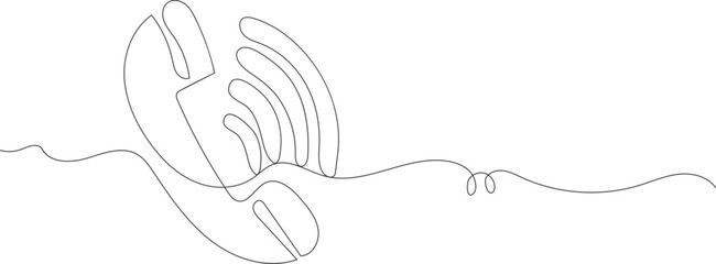 Continuous Line Drawing of a Vintage Telephone with Sound Waves retro communication