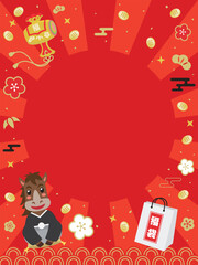 可愛い馬の初売りセールテンプレート