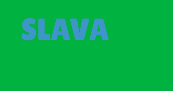 Digital animation of slava ukraini text banner against transparent background