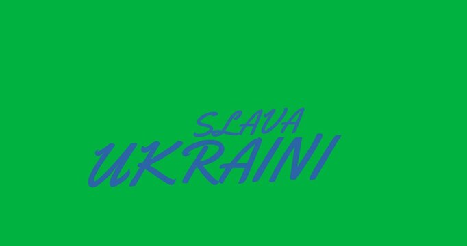 Digital animation of blue slava ukraini text banner against transparent background
