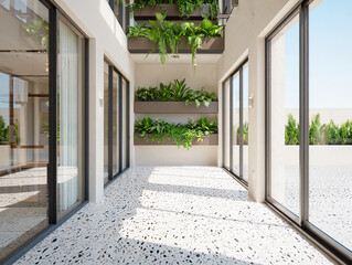 Modern Balcony with Vertical Garden and Terrazzo Floor
