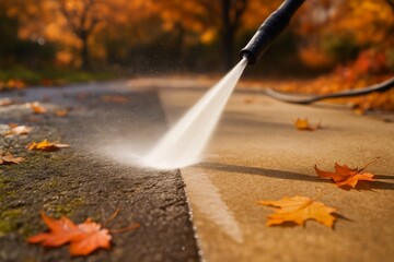 Autumn Patio and Driveway Cleaning with Pressure Washing