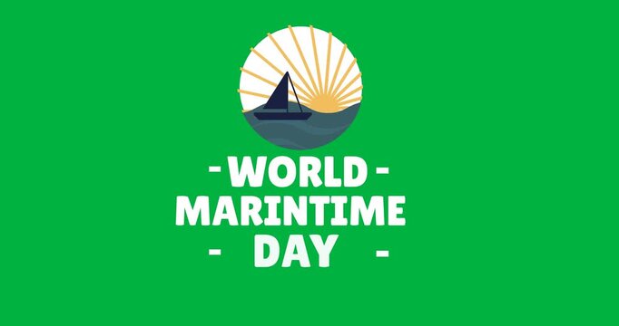 World maritime day text banner with boat in a sea icon against transparent background