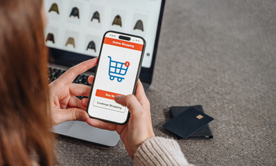 shopping online, buy in online shop by mobile smart phone app