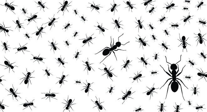 Black ants infestation pest control seamless vector pattern art