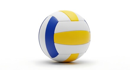 Fototapeta premium A standard volleyball with white blue and yellow panels isolated on a white background