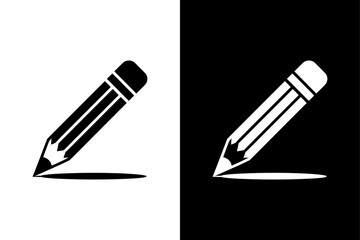 Black Pencil Icon Vector. Drawing and Writing Symbol in Silhouette Style