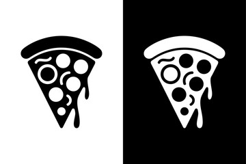 Pizza Slice Icon Silhouette. Flat Pepperoni Pizza Vector for Apps and Websites