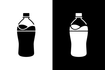 Minimalist Black Bottle Silhouette Icons. Vector Illustration of Dark Liquid Bottles