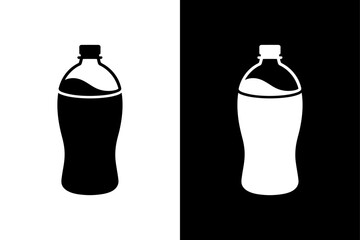 Black Bottle Icons Silhouette Vector Collection. Classic Bottle Illustration on White and Black Background