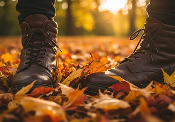 Autumnal Stroll Exploring the Season of Change, Surrounded by Colorful Leaves and Crisp Air