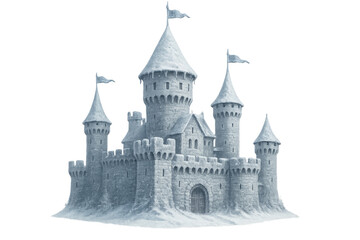 Ice castle fantasy kingdom with transparent background