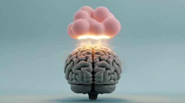 Abstract depiction of the human brain with cloud above for concept use