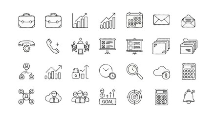 Business and Finance Template Line Editable Icons Set