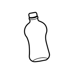 Illustration of a simple plastic bottle with a cap in black and white line