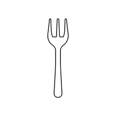 Illustration of a single black outline fork with three tines on white background