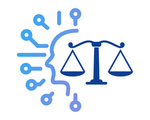 AI ethics of artificial intelligence circuit human head with scale of justice symbolizing the crucial need for fairness impartiality and morality in AI systems technology