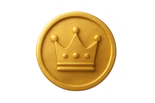 Golden coin with crown emblem currency icon