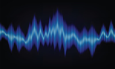 A colorful music equalizer on a dark background, with glowing sound waves representing audio technology, music, and rhythm. Abstract sound visualization for design and multimedia. Vector EPS10.