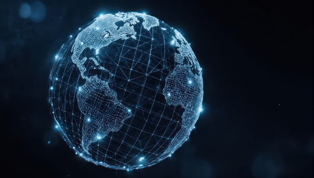 Global Network Connections Digital Earth Futuristic Technology Concept.