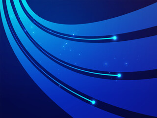 Artificial intelligence with abstract curved growth network shapes and blue light effect Technology Analysis vector design concept. AI technology for advance technology, Data Visualization, automation