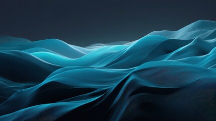 Obraz premium Abstract blue waves flow across the dark backdrop, creating a smooth feel. It provides a modern and futuristic aesthetic for various creative projects.