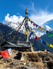 Prayer flags in the mountains