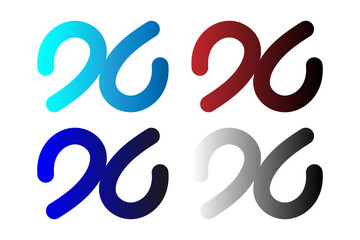 Four colorful abstract shapes isolated on transparent background
