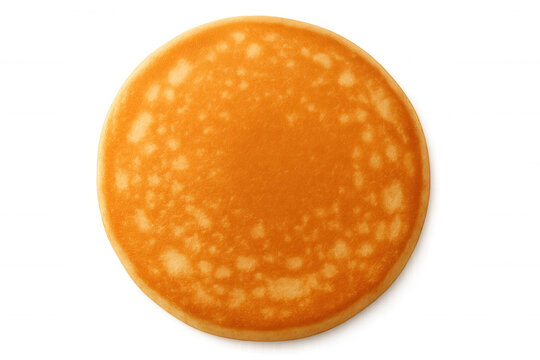 Golden brown pancake isolated on transparent background, round sweet breakfast food, top view, prepared batter