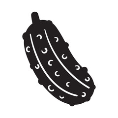 Pickled Cucumber Silhouette Icon, Simple Vector Illustration on White Background