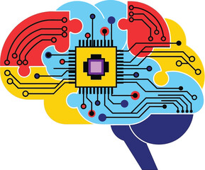 Artificial intelligence brain technology concept illustration