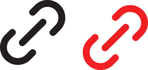 Black and Red Link Icons on White Background chain
