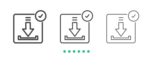 Download succes icon. Thin line icon vector