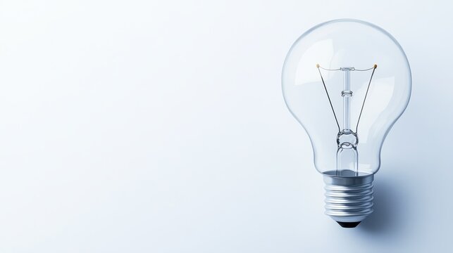 Clear light bulb with exposed filament on a plain white background, showcasing simple yet elegant design