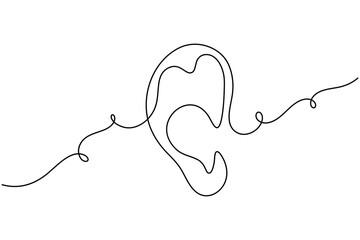 Human anatomy ear continuous one line drawing minimalist single elegant vector illustration